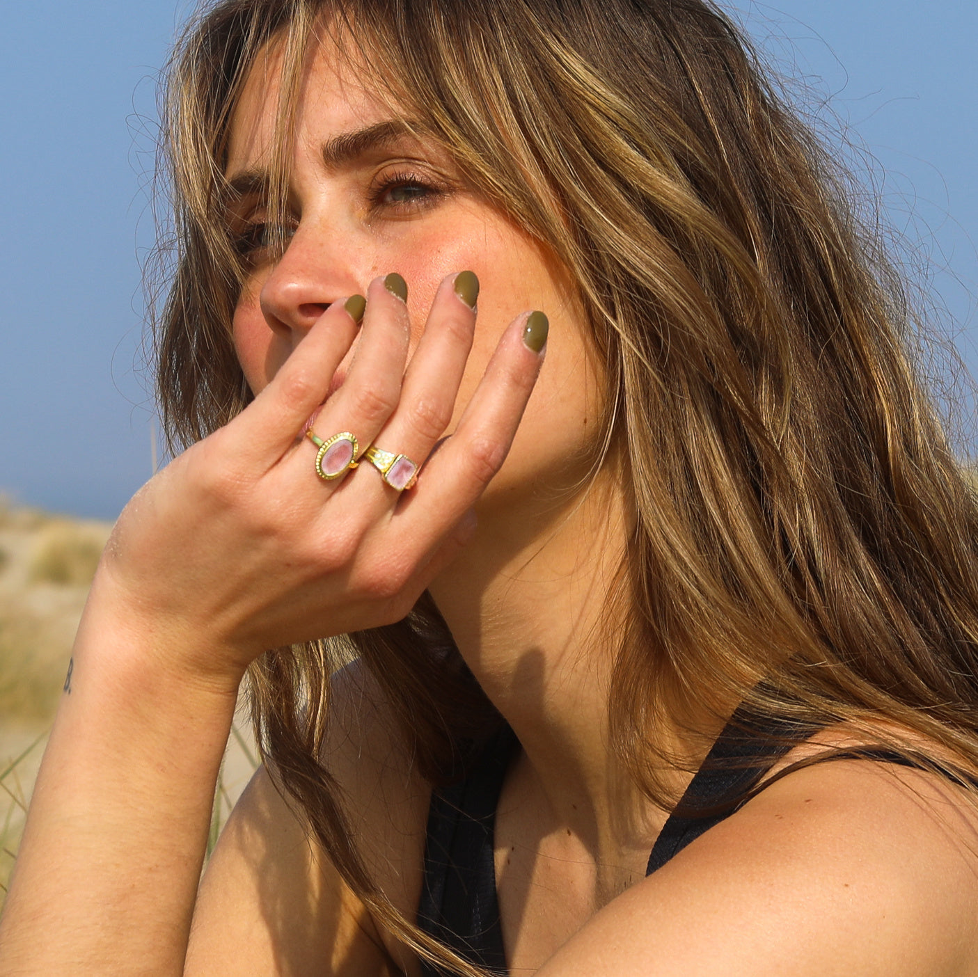 Vintage Luna Rose Quartz ring