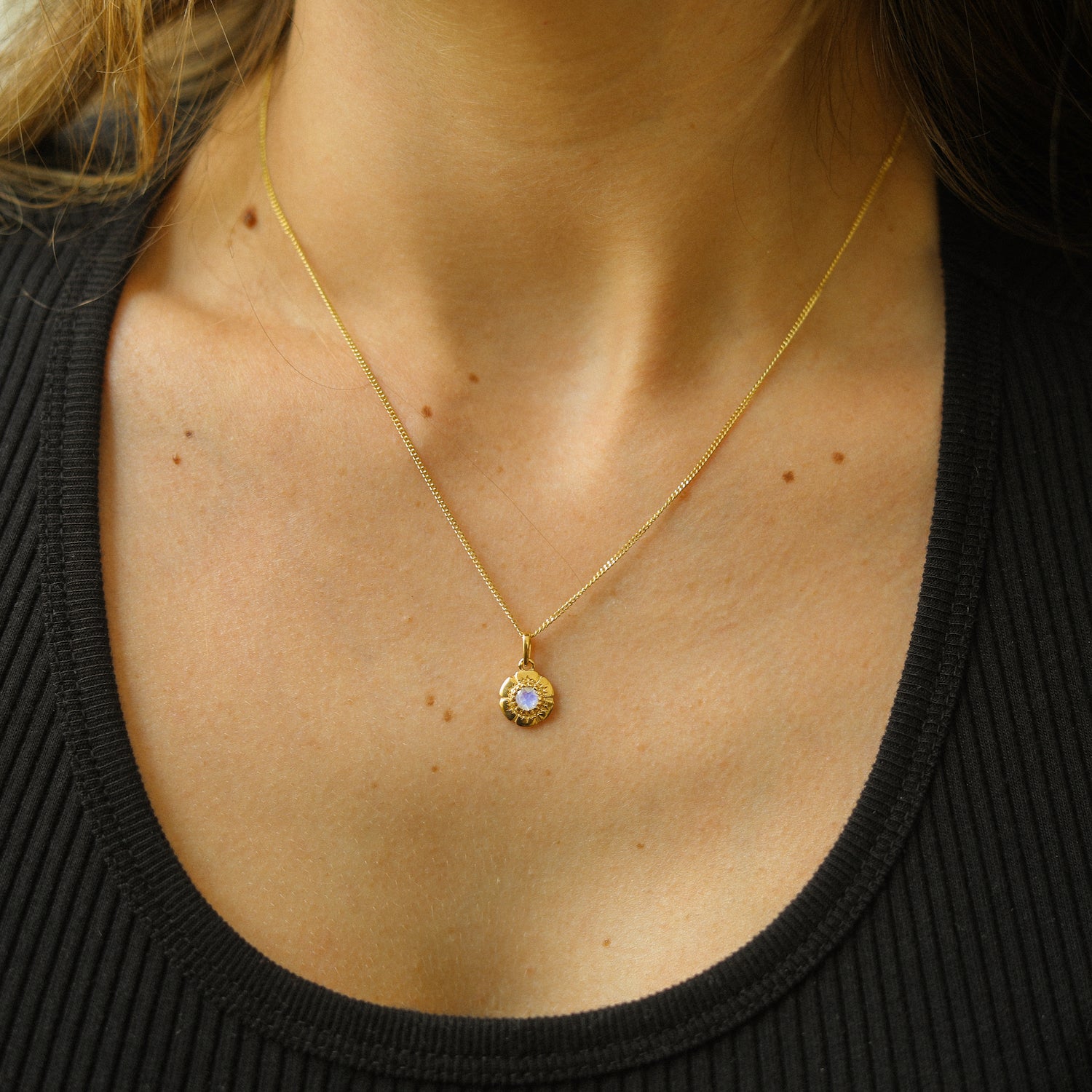 Moonstone Necklace Flower | Gold Plated