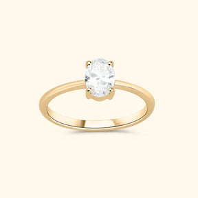 Peggy verlovingsring van 9 karaat goud met ovale diamantsteen